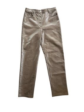 Aritzia Wilfred Taupe Vegan Leather Straight Leg Pants Size 10